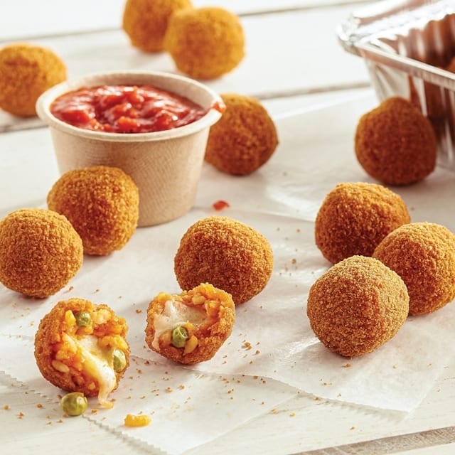 ARANCINI, TOMATO MOZZARELLA BREADED BALL ITALIAN.